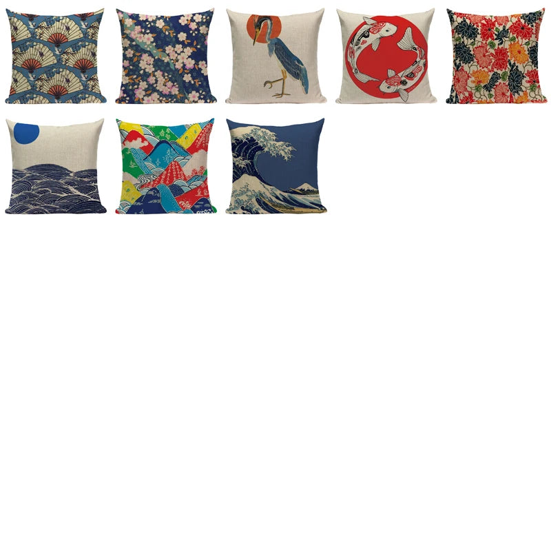 Vintage Surf Japanese Pillow Covers - Unique Home Decor