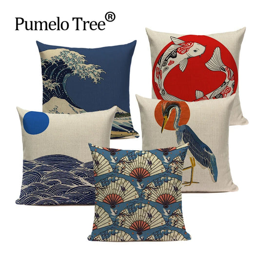 Vintage Surf Japanese Pillow Covers