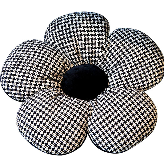 Cute Black & White Flower Power Pillow - Perfect for Office Chair or Car Seat