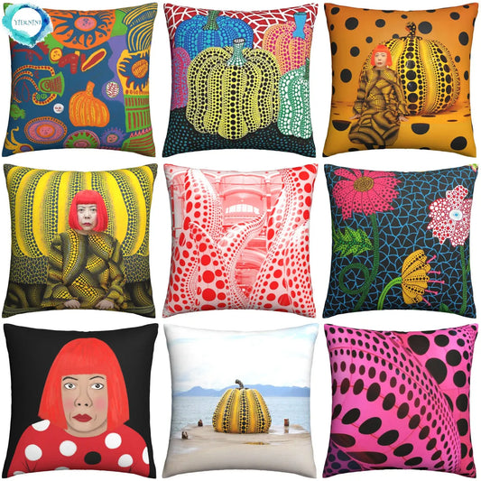 Yayoi Kusama Art Abstract Pumpkin Polka Pop Pillows